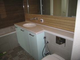 мебель для ванной - шкаф с раковиной и тумба в нише 749 заказ